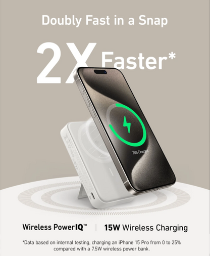 Anker 10,000 MagGo Power Bank with Built-in Smart Display 15W White