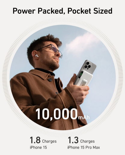 Anker 10,000 MagGo Power Bank with Built-in Smart Display 15W White